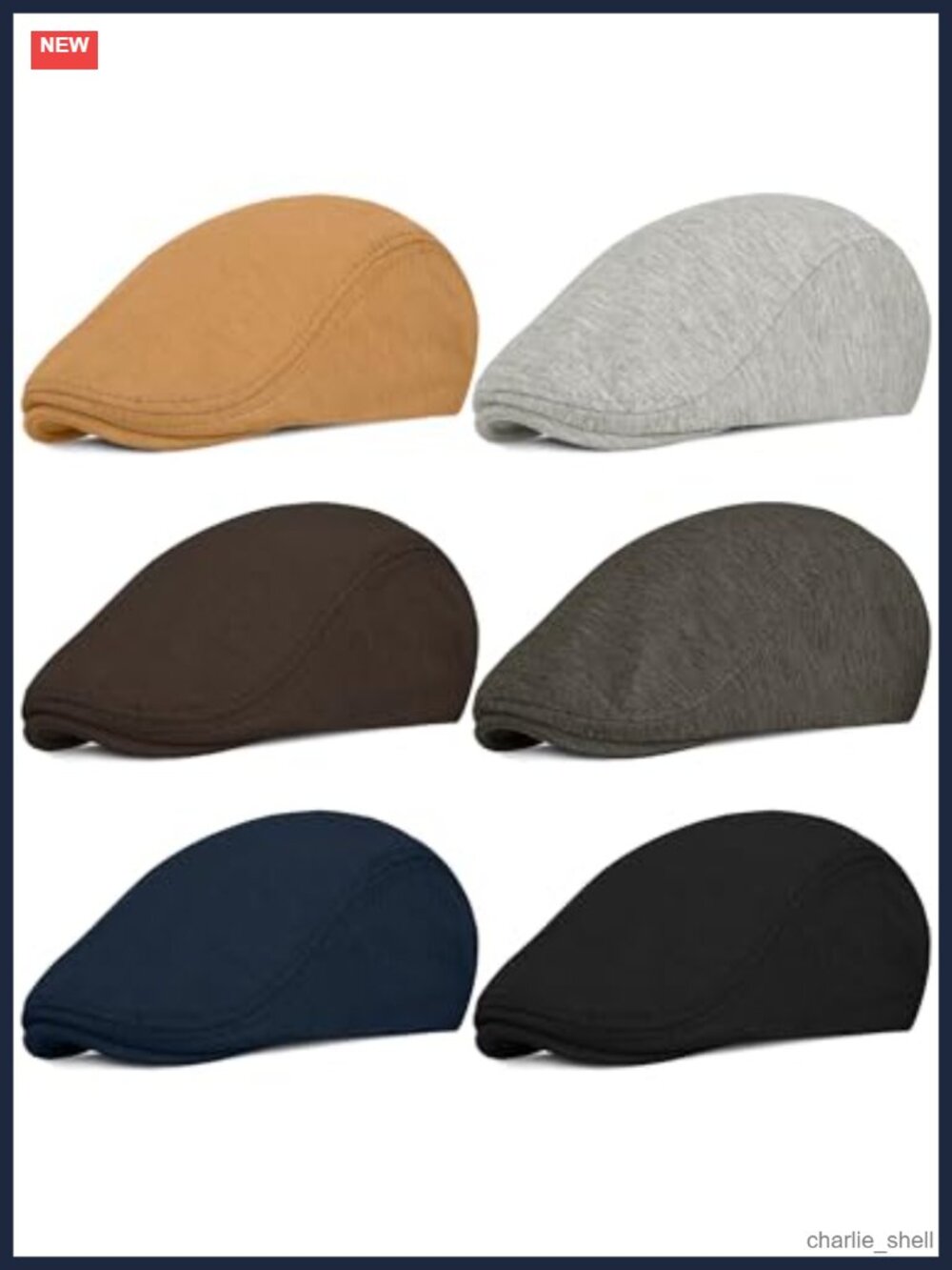 6 Pack Men's Newsboy Caps Adjustable Cabbie Driving Flat Ivy Hat Set